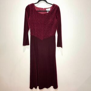 Coldwater Creek VTG Burgundy Red Velvet Dress 8p Whimsigoth Vampire Witchy Goth